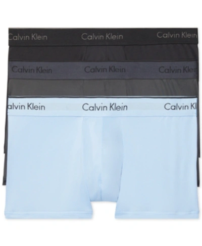 Shop Calvin Klein Men's Microfiber Stretch Trunk 3-pack In Void, Black, Blue Cantrell