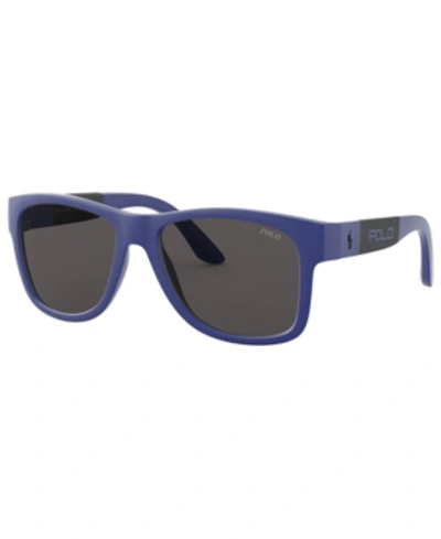 Shop Polo Ralph Lauren Sunglasses, Ph4162 54 In Matte Royal Blue/dark Grey