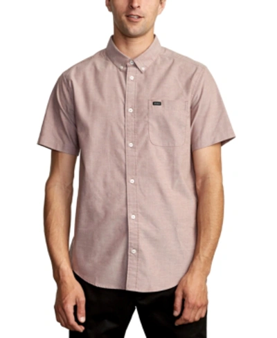 Shop Rvca Men's Slim-fit That'll Do Stretch Short Sleeve Shirt In Oxblood Red