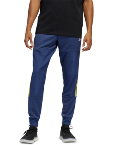 Shop Adidas Originals Adidas Men's Hybrid Colorblocked Track Pants In Tech Indigo/yellow