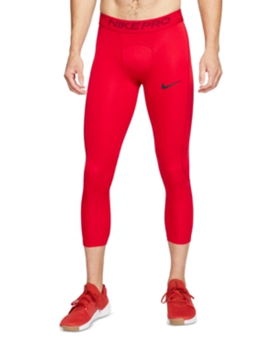 Nike Men's Pro Dri-fit Cropped Leggings In University Red | ModeSens