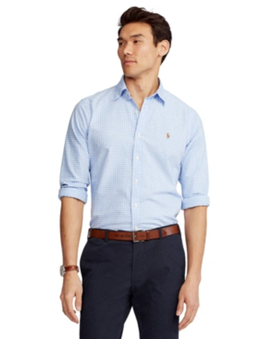 Shop Polo Ralph Lauren Men's Classic-fit Gingham Shirt In Light Blue/white