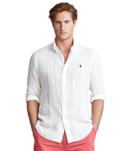 Shop Polo Ralph Lauren Men's Big & Tall Classic-fit Linen Shirt In White