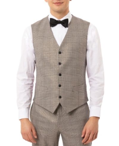 Shop Tallia Men's Slim-fit Plaid Tuxedo Vest In Black/cream Check