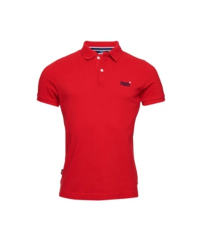 Shop Superdry Men's Classic Pique Short Sleeve Polo Shirt In Red