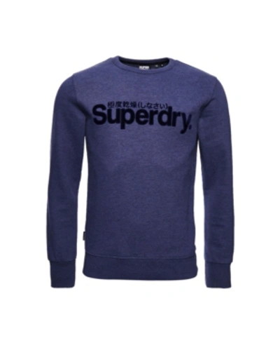Shop Superdry Men's Core Logo Faux Suede Loopback Sweatshirt In Blue