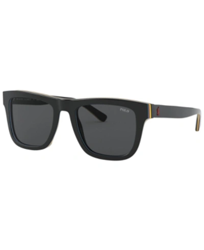 Shop Polo Ralph Lauren Sunglasses, Ph4161 52 In Top Black/red/yellow/black/grey