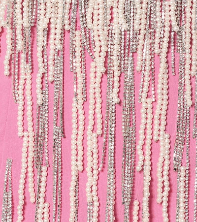Shop Attico Embellished Stretch-wool Minidress In Pink