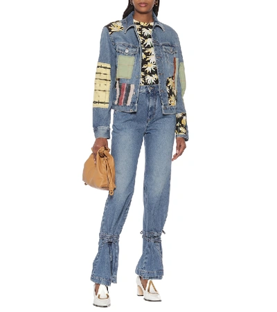 Shop Loewe Patchwork Denim Jacket In Blue