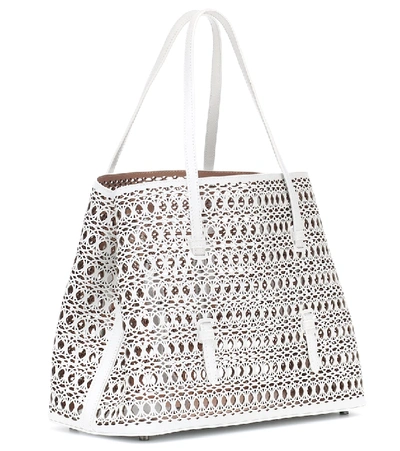 Shop Alaïa Mina 32 Medium Leather Tote In White