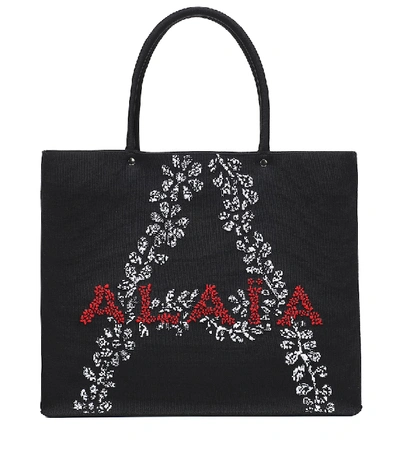 Shop Alaïa Garance Logo Jacquard Tote In Black