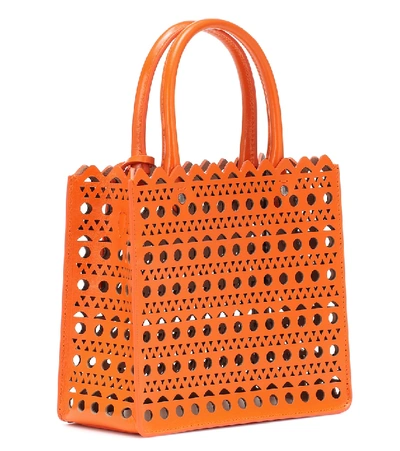 Shop Alaïa Garance 16 Small Leather Tote In Orange