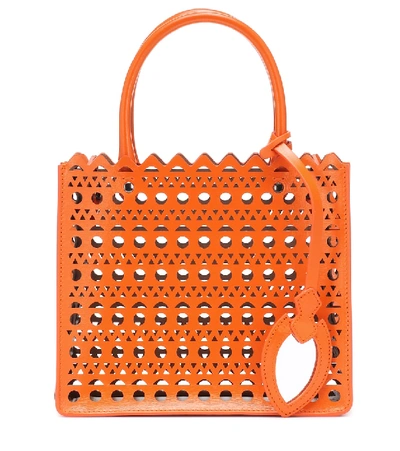 Shop Alaïa Garance 16 Small Leather Tote In Orange