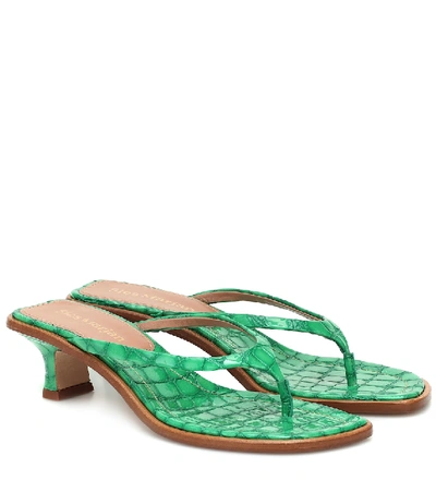 Shop Sies Marjan Alix Croc-effect Leather Sandals In Green