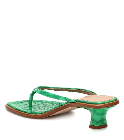 Shop Sies Marjan Alix Croc-effect Leather Sandals In Green