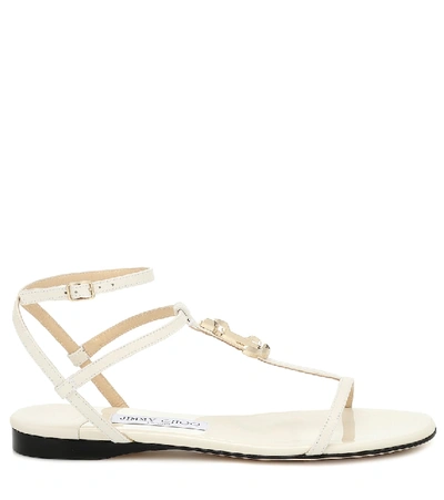 Shop Jimmy Choo Alodie Leather Sandals In White