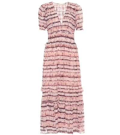 Shop Ulla Johnson Elodie Printed Silk Midi Dress In Pink