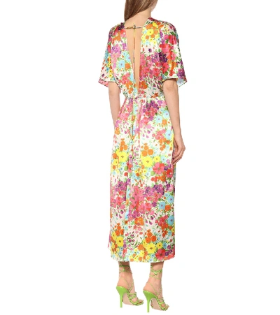 Shop Les Rêveries Floral Silk Dress In Multicoloured