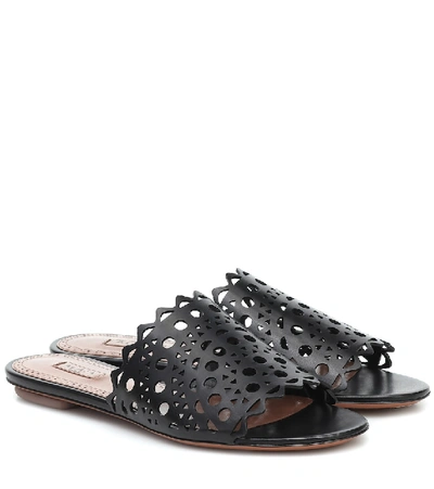 Shop Alaïa Leather Sandals In Black