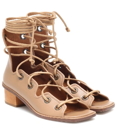 Shop Stella Mccartney Maia Faux Leather Gladiator Sandals In Beige