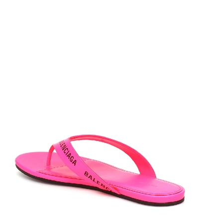 Shop Balenciaga Allover-logo Round Leather Thong Sandals In Pink