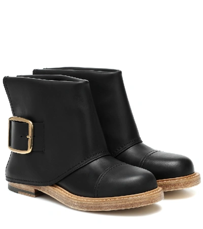 Shop Alexander Mcqueen Cuff Leather Ankle Boots In Black