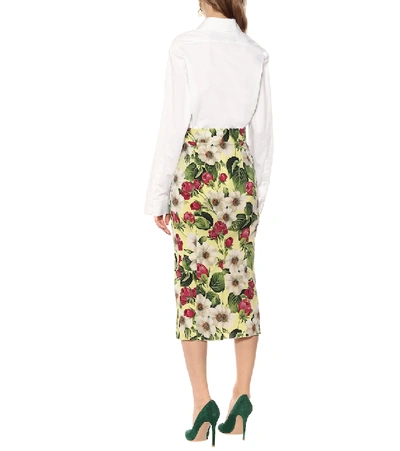 Shop Dolce & Gabbana Floral Stretch-silk Pencil Skirt In Multicoloured