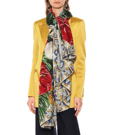 Shop Dolce & Gabbana Floral-printed Scarf In Multicoloured