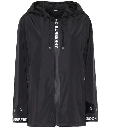 Shop Burberry Logo Hooded Jacket In Black