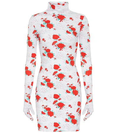 Shop Vetements Floral Stretch-knit Minidress In White