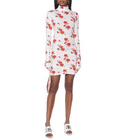 Shop Vetements Floral Stretch-knit Minidress In White