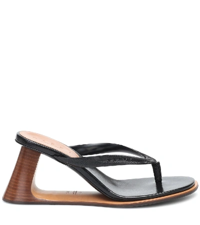 Shop Marni Leather Sandals In Black