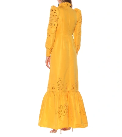 Shop Erdem Carnation Frida Broderie-anglaise Dress In Yellow