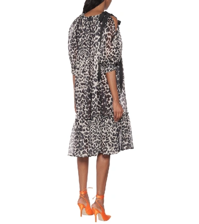 Shop Dries Van Noten Leopard-print Cotton Midi Dress In Black