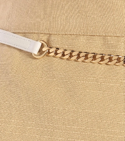 Victoria Beckham Chain-embellished Linen And Cotton-blend Midi Skirt In Beige