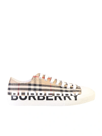 Shop Burberry Logo Checked Sneakers In Multi