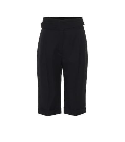 Shop Saint Laurent High-rise Wool Bermuda Shorts In Black