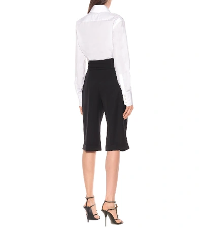 Shop Saint Laurent High-rise Wool Bermuda Shorts In Black