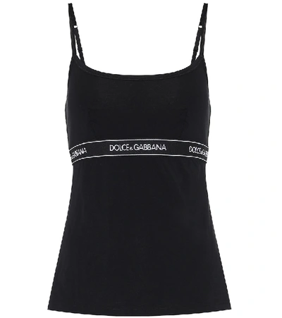 Shop Dolce & Gabbana Logo Cotton-blend Jersey Camisole In Black