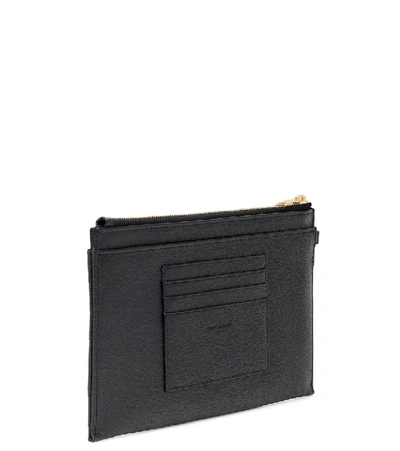 Saint Laurent Monogramme Quilted Textured-leather Pouch In Black
