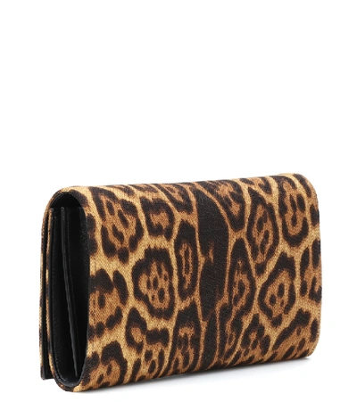 Shop Saint Laurent Kate Leopard-print Clutch In Brown
