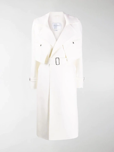Shop Max Mara Belted Tailored Trench Coat In White