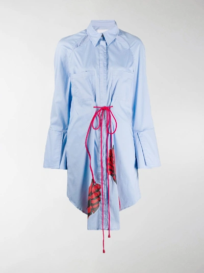 Shop Thebe Magugu Long Drawstring Shirt Dress In Blue