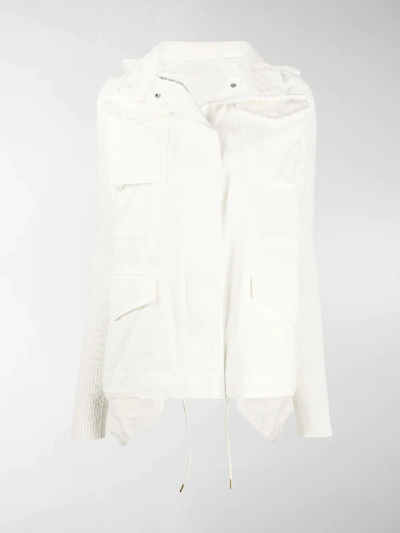 Shop Sacai Combined Batwing Sleeve Jacket In White
