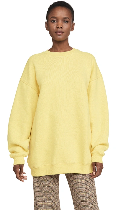 Shop Acne Studios Fiene Reverse Label Sweatshirt In Canary Yellow