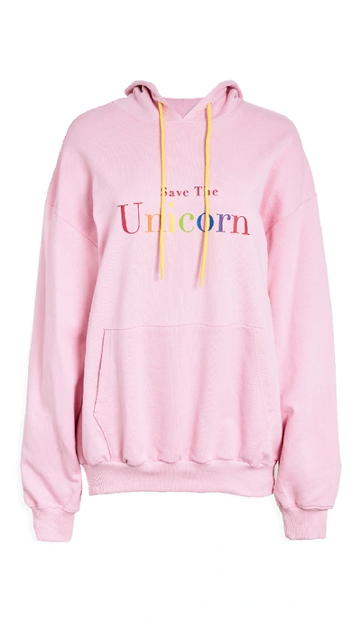 Shop Ireneisgood Save The Unicorn Hoodie In Pink