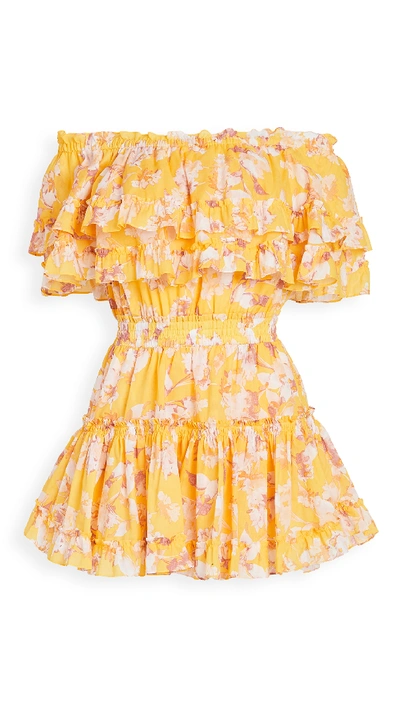 Shop Misa Luella Dress In Yellow Washed Wildflower