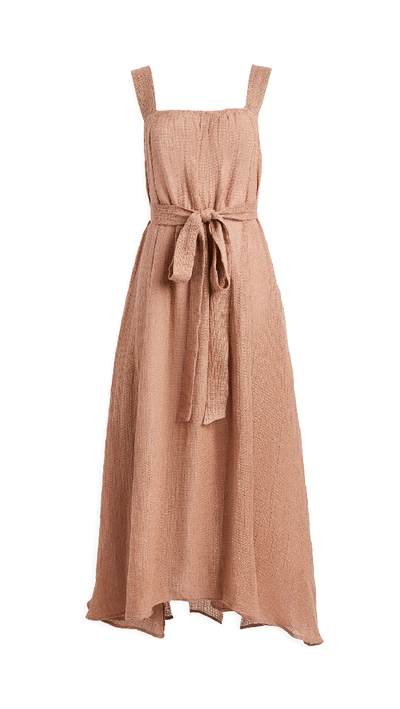 Shop Le Kasha Assiout Linen Gauze Dress In Light Pink