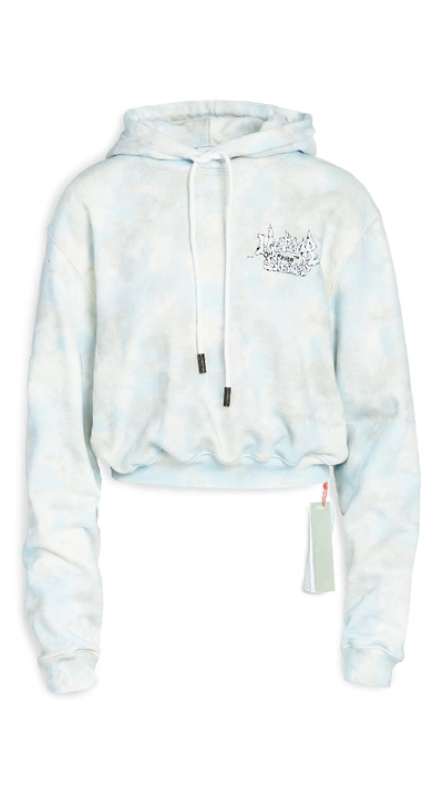 Shop Off-white Meteor Shower Cropped Hoodie In Light Blue/white