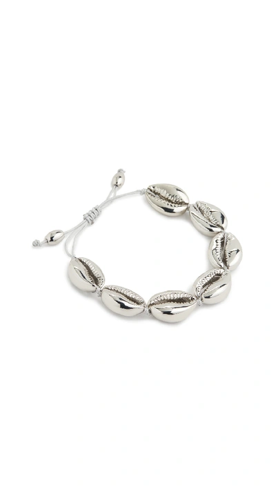 Shop Tohum Large Puka Shell Bracelet In Silver